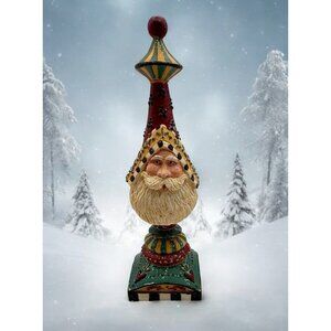 Vintage Kurt Adler Santa Claus Figurine Totem Post with Glitter Accents